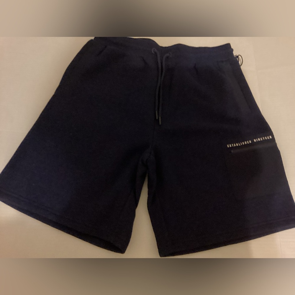 Fila Drawstring Shorts Zippered Leg Pocket M Navy Blue - Picture 2 of 9
